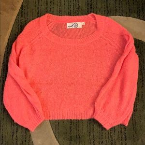 Cute peachy pink Anthropology sweater.